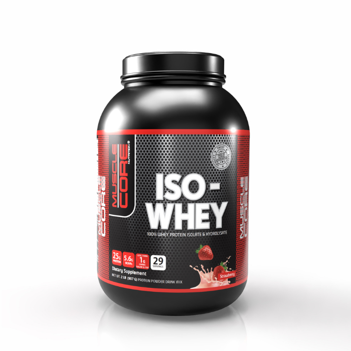 Muscle Core Nutrition ISO Whey Protein, Strawberry, Fast Absorption, High Protein, Low Carb, 2lb