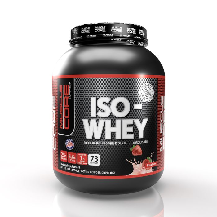 Muscle Core Nutrition ISO Whey Protein Strawberry, Isolate for Lean Muscle and Recovery, 5lb