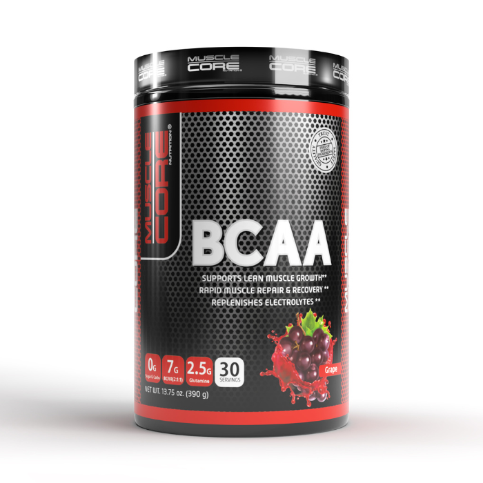 Muscle Core BCAA Grape Formula for Muscle Repair, Endurance and Recovery, 30 Servings