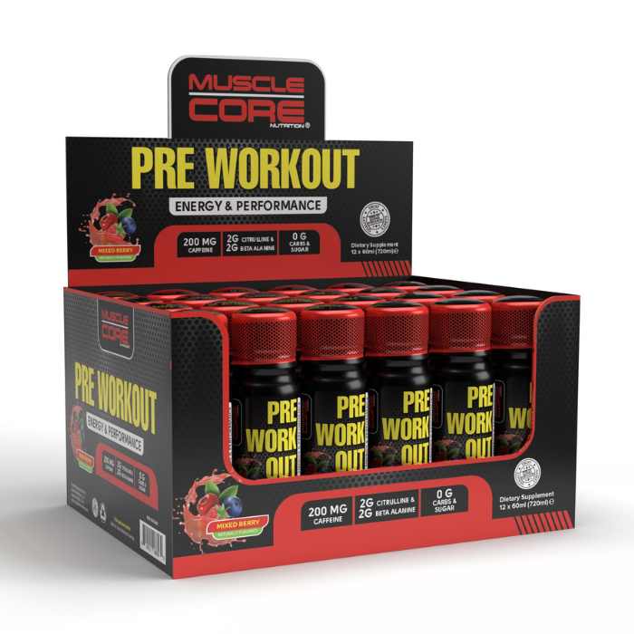 Muscle Core Pre Workout Shots Mixed Berry 60ml 12s