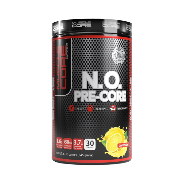 Muscle Core N.O Pre-Core Lemonade Pre-Workout, Energy, Endurance and Performance Support, 345g