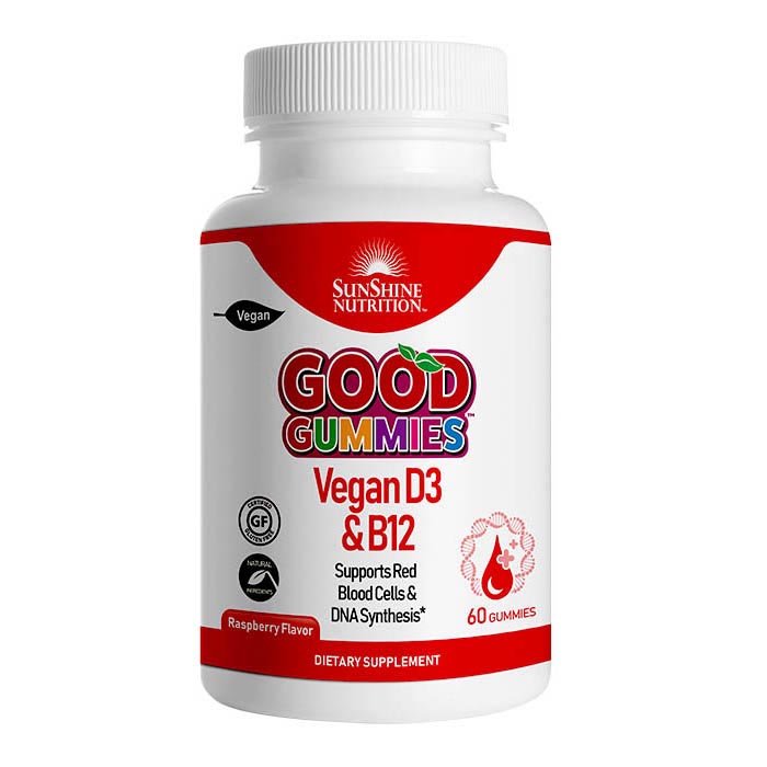 صن شاين نيوترشن حلوى فيتامين D3 و B12 النباتي,  حلوى مضغية 60