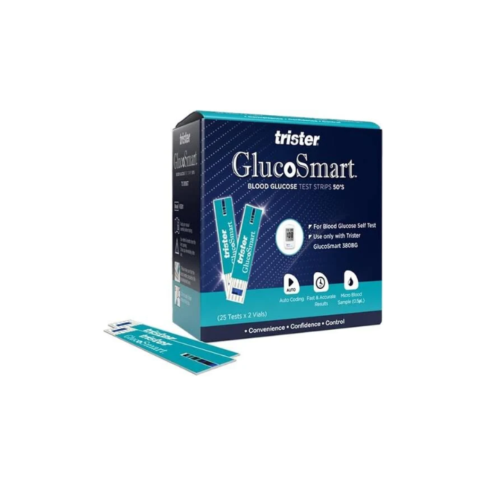 Trister Gluco Smart Blood Glucose Test Strips 50's