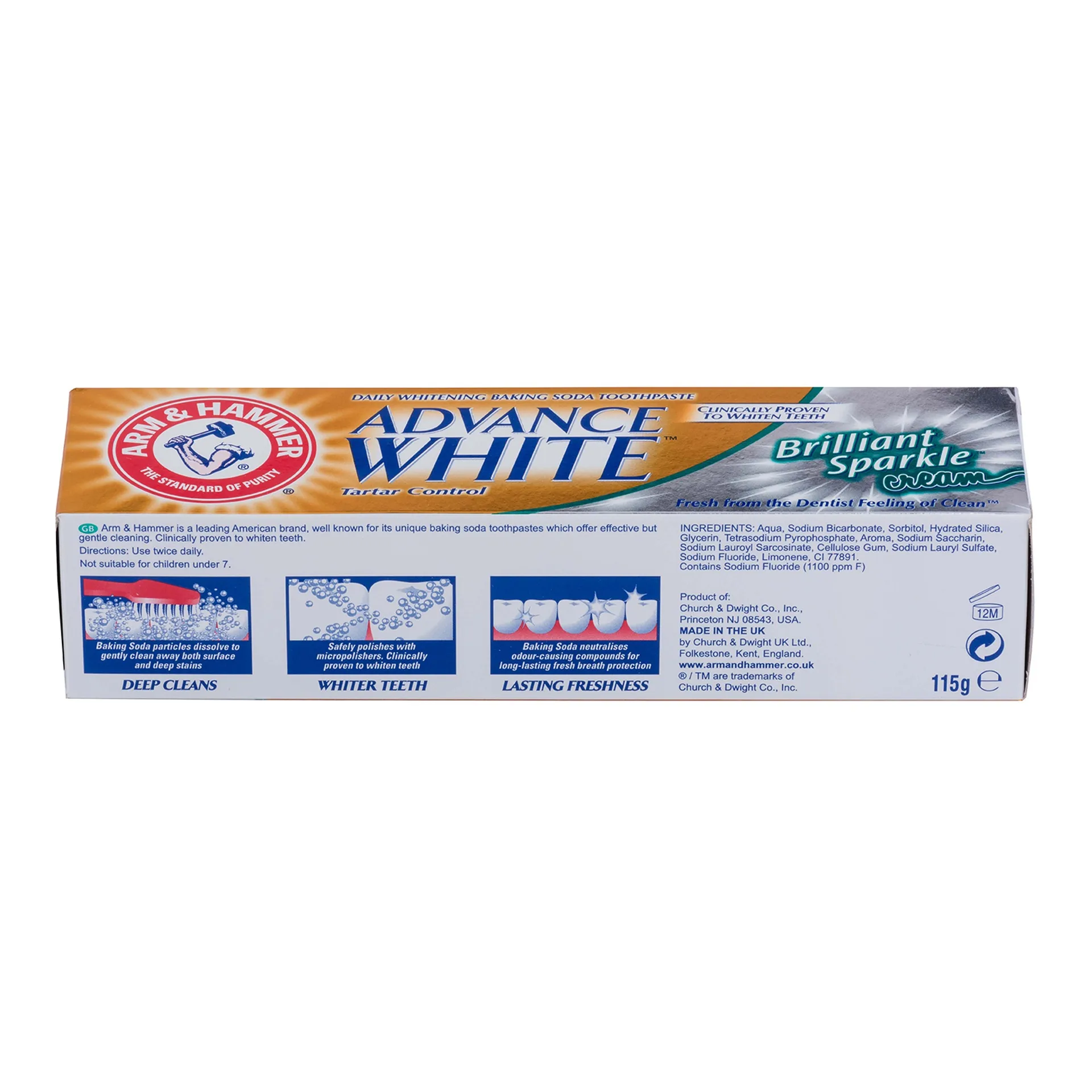 Arm and Hammer Advance White Brilliant Toothpaste Cream 115g Twin Pack