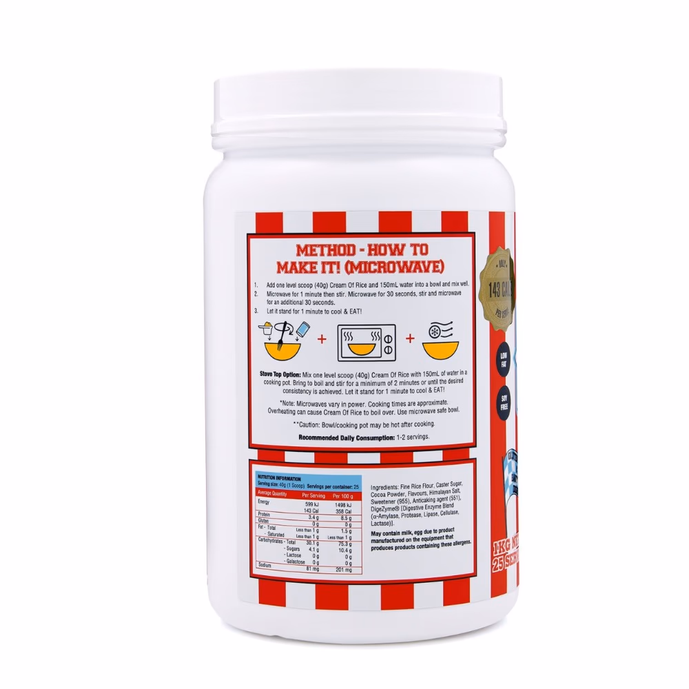 Adonis Gear Cream of Rice Chocolate Brownie, High Protein, Clean Carbs, Muscle Recovery Fuel, 1kg