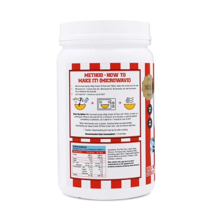 Adonis Gear Cream of Rice Coconut Vanilla, High-Carb Energy Fuel, Muscle Recovery and Growth Formula, 1kg