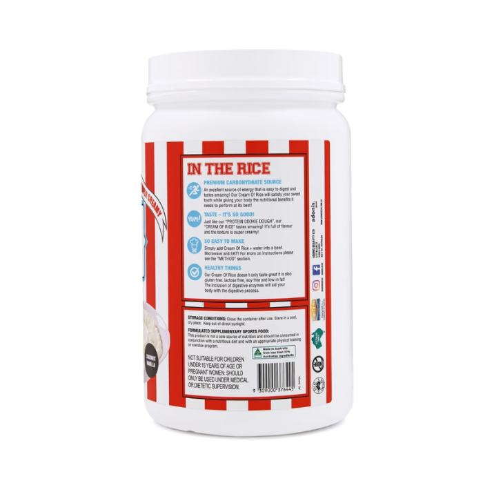 Adonis Gear Cream of Rice Coconut Vanilla, High-Carb Energy Fuel, Muscle Recovery and Growth Formula, 1kg