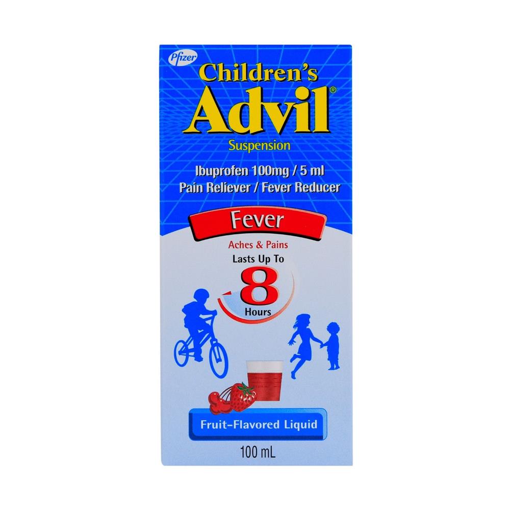 Advil 100mg/5ml Suspension Alcohol Free- Child 100ml Bottle