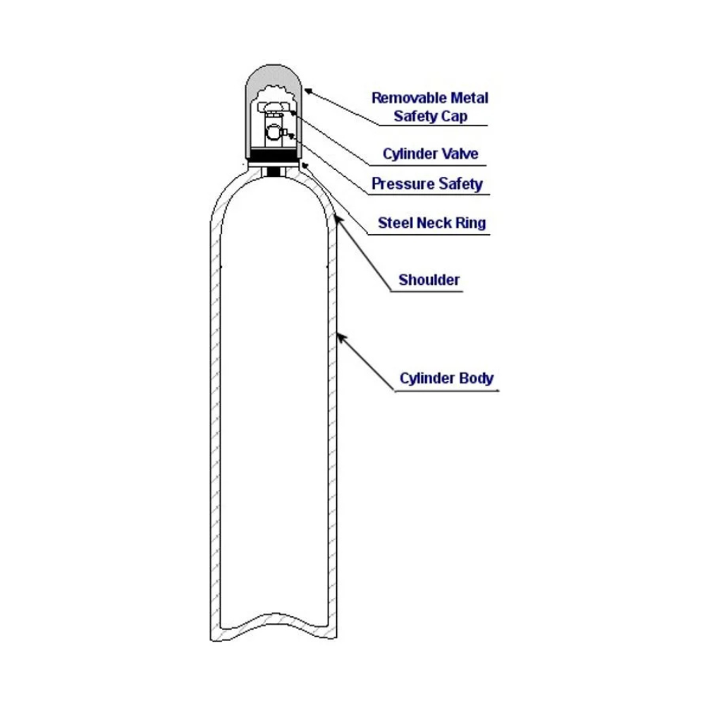 Alcan Oxygen Cylinder 250L With Inbuild Regulator Water Capacity
