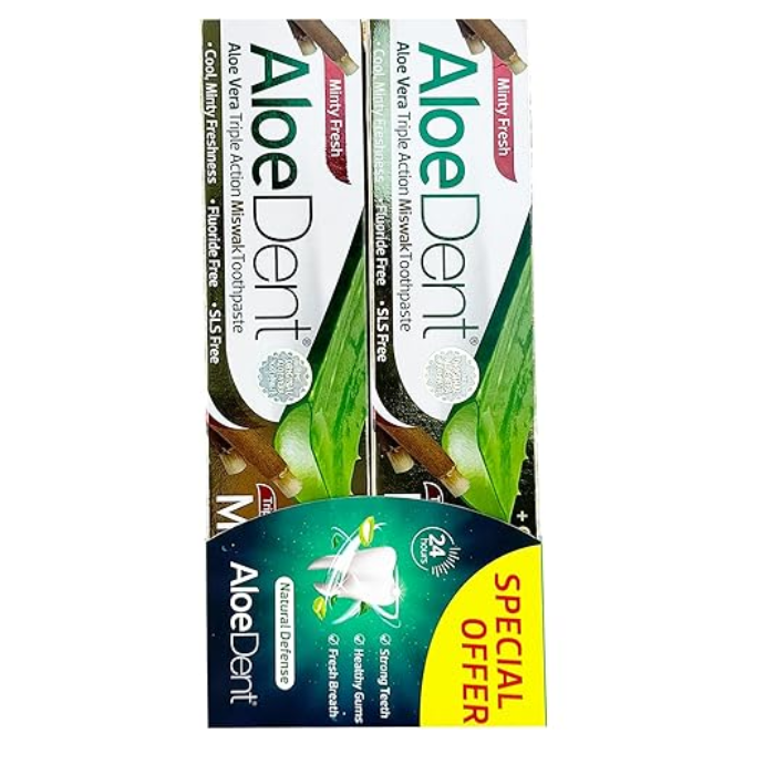 Aloe Dent Aloe Vera Miswak Toothpaste 100ml Twin Pack