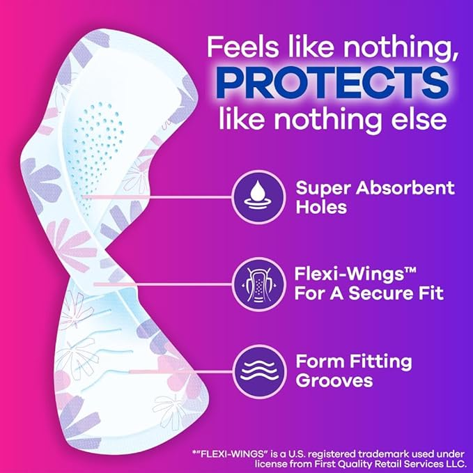 Always Radiant Feminine Pads Size 1, Regular Absorbency, FlexFoam, Unscented – 100% Leak-Free & Odor Control 13s