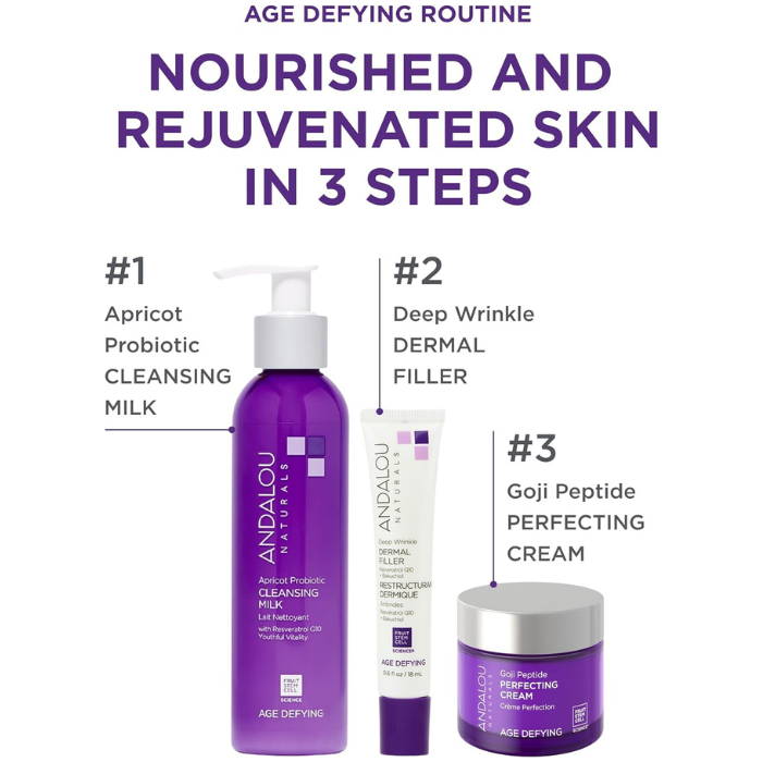 Andalou Age Defying Goji Peptide Perfecting Cream, Anti-Aging Firming and Smoothing Moisturizer, 50ml