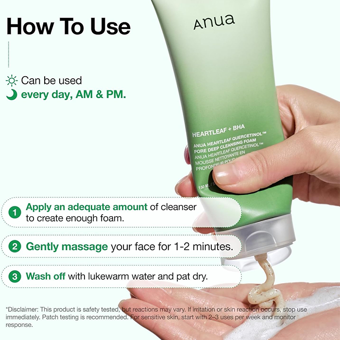Anua Heartleaf + BHA Quercetinol Pore Cleansing Foam 150ml