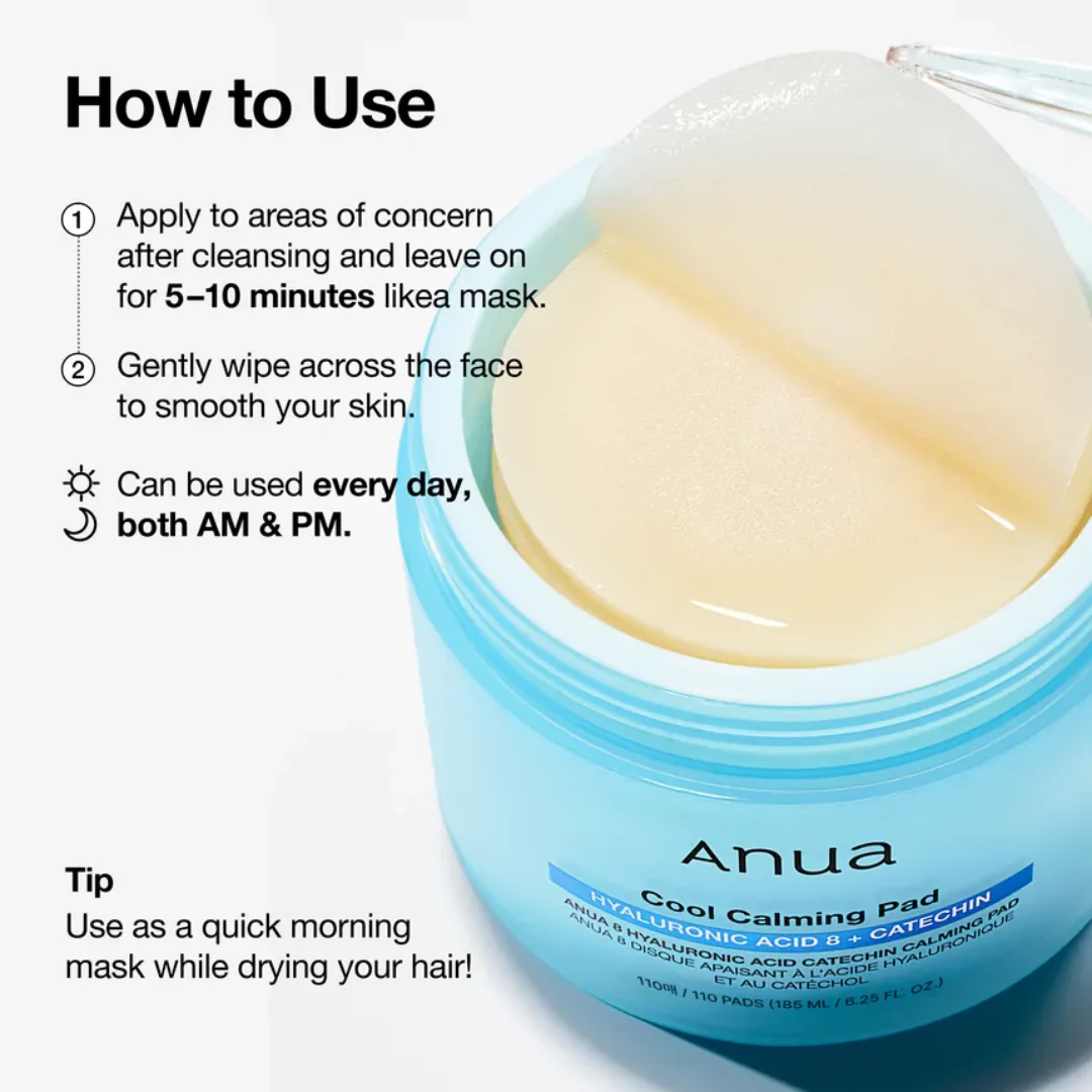 Anua Hyaluronic Acid 8 Catechin Calming Pad 185ML 110s