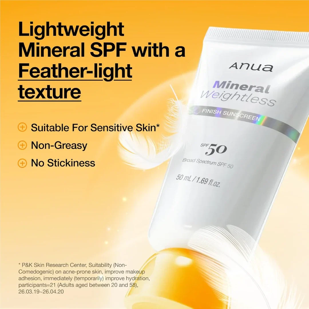 Anua Mineral Weightless Finish SPF50 Sunscreen Cream 50ml