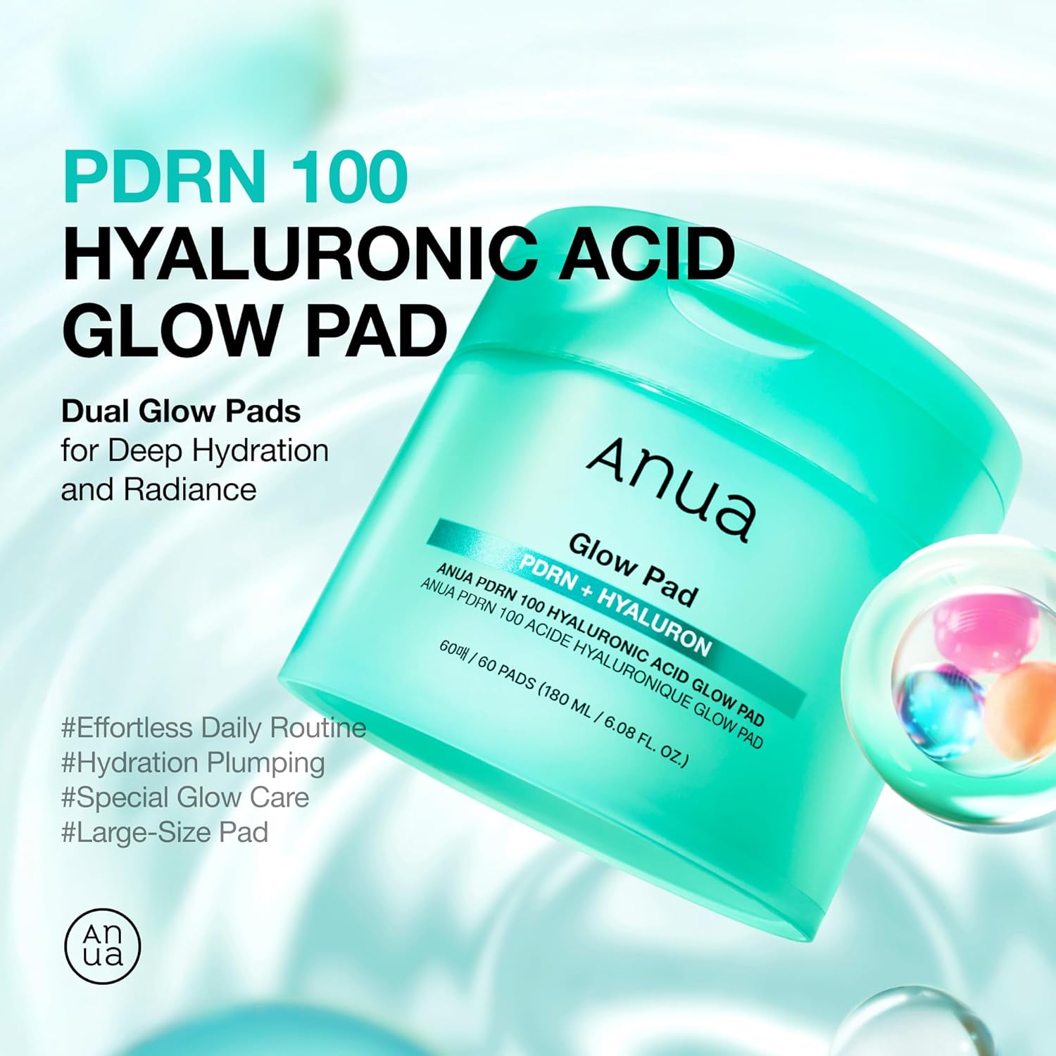Anua PDRN 100 Hyaluronic Acid Glow Pad 180ML 60s