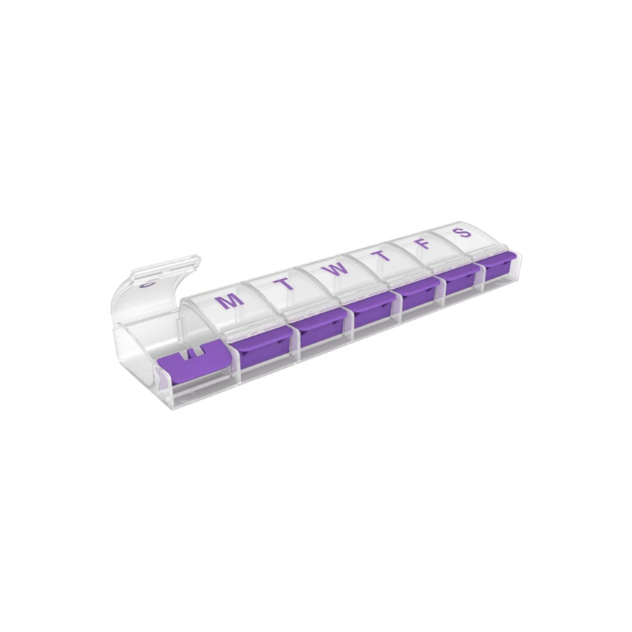 Apothecary Ezy Dose Push Button 7-Day Medication Organizer Pill Box with Lid, Push-Button, Weekly Medicine & Vitamin Storage Planner