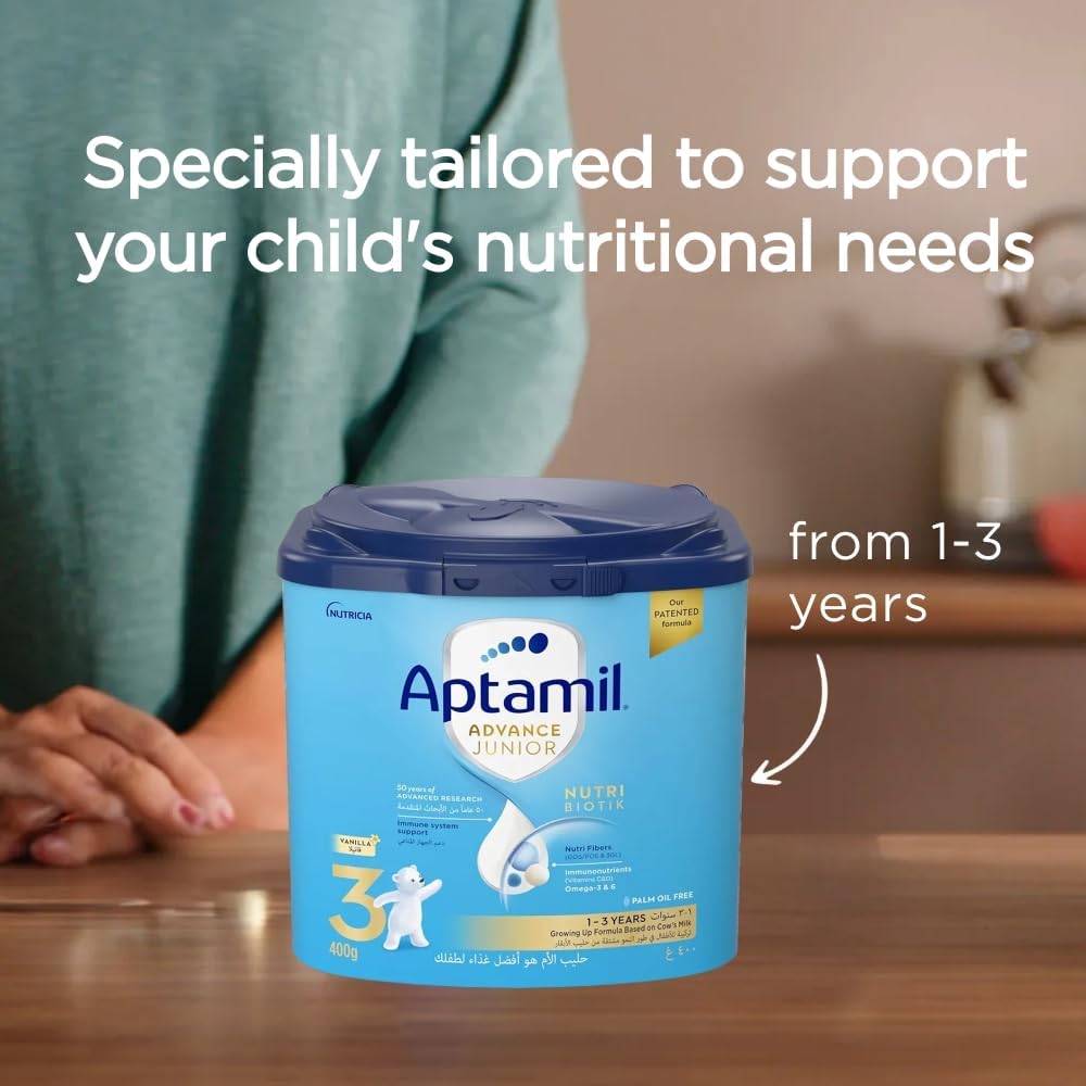 Aptamil Advance Junior Stage 3 Palm Oil Free Milk Formula For 1 To 3 Years 400g, Pack of 2's
