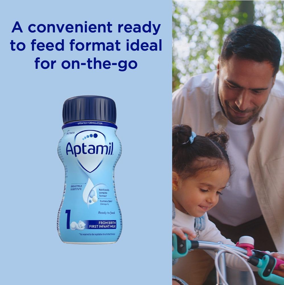 Aptamil Infant Formula Ready To Drink, Complete Baby Nutrition from Birth, 200ml