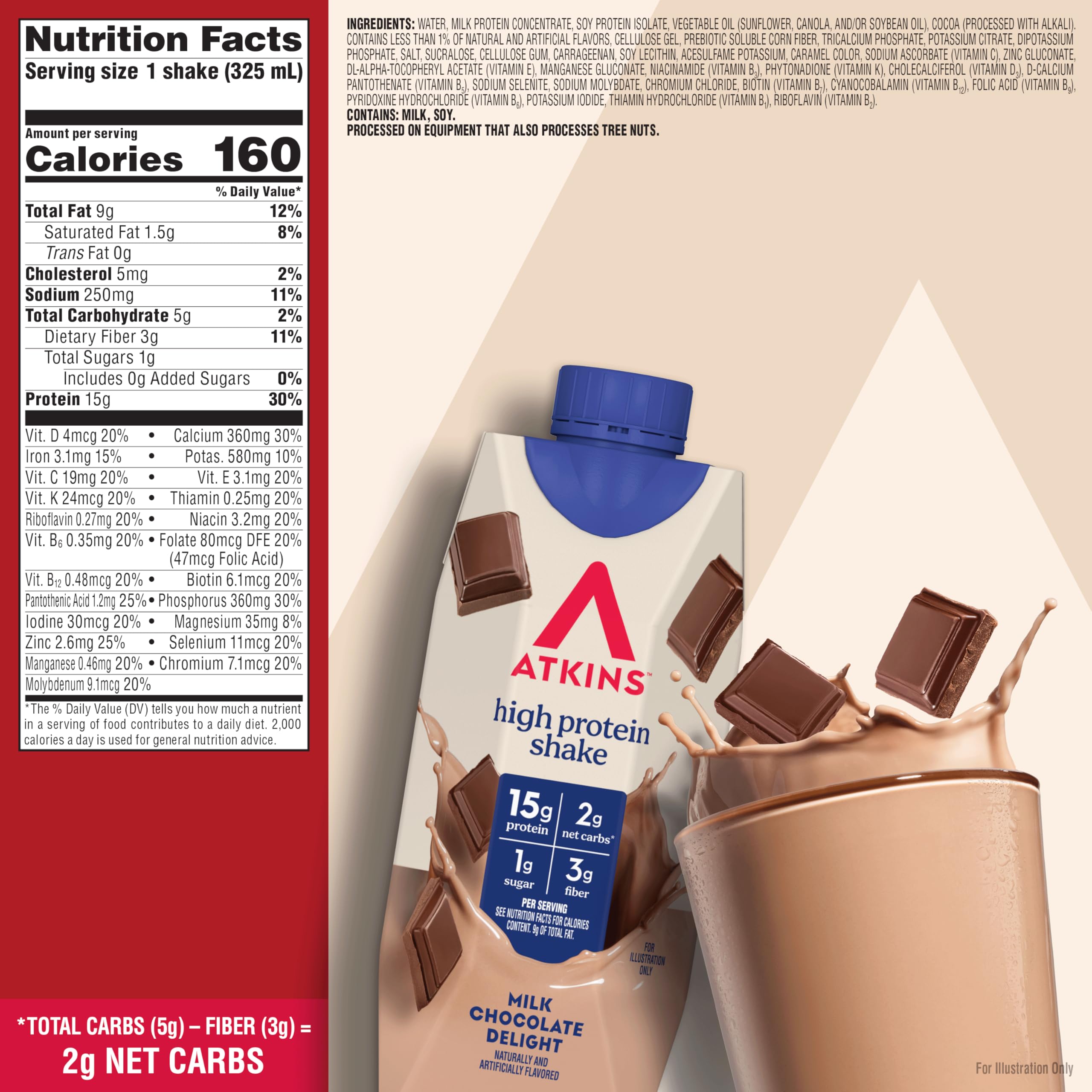 Atkins Ready To Drink Chocolate Shake 330 ml