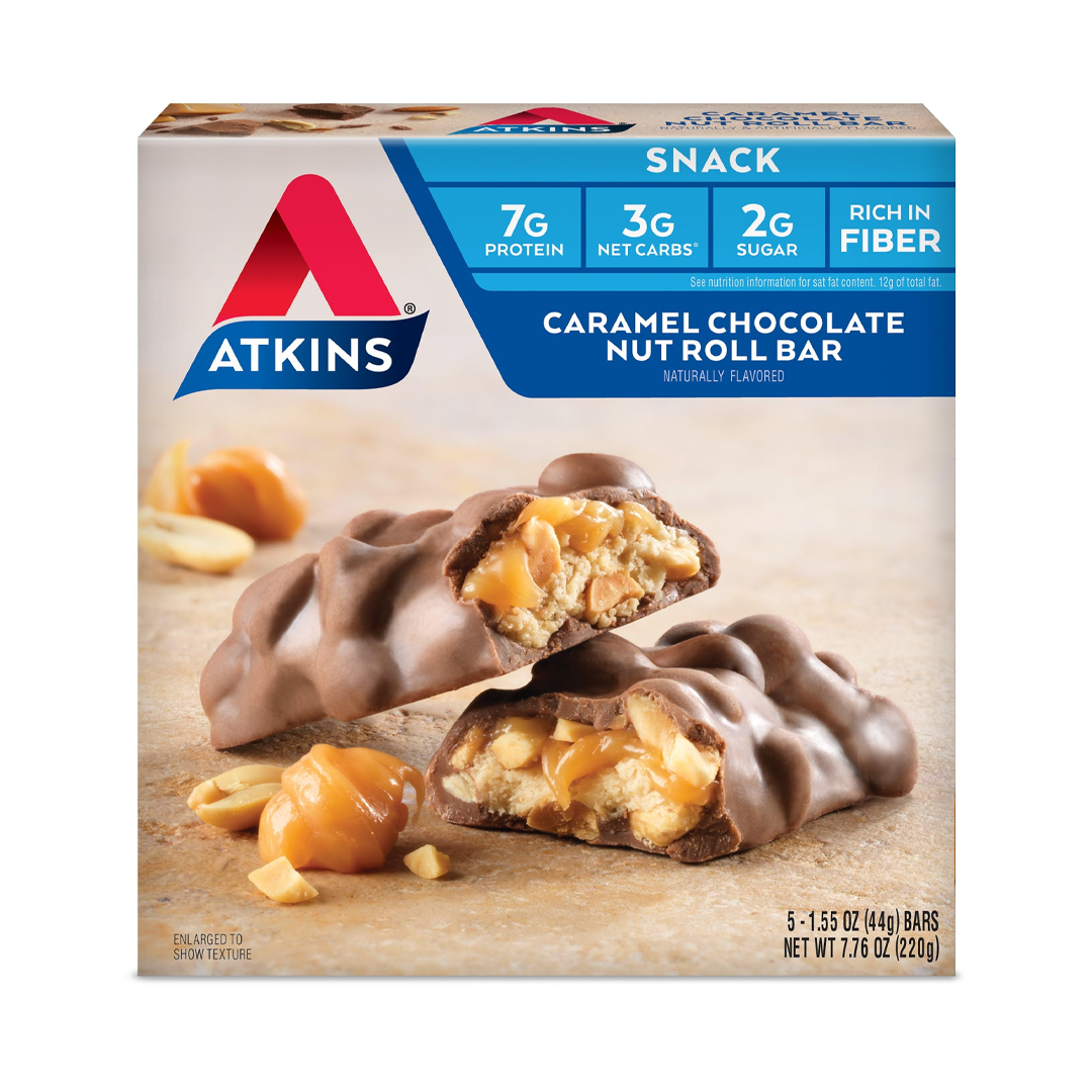 Atkins Snack Caramel Chocolate Nut Roll Bar 220g 5's