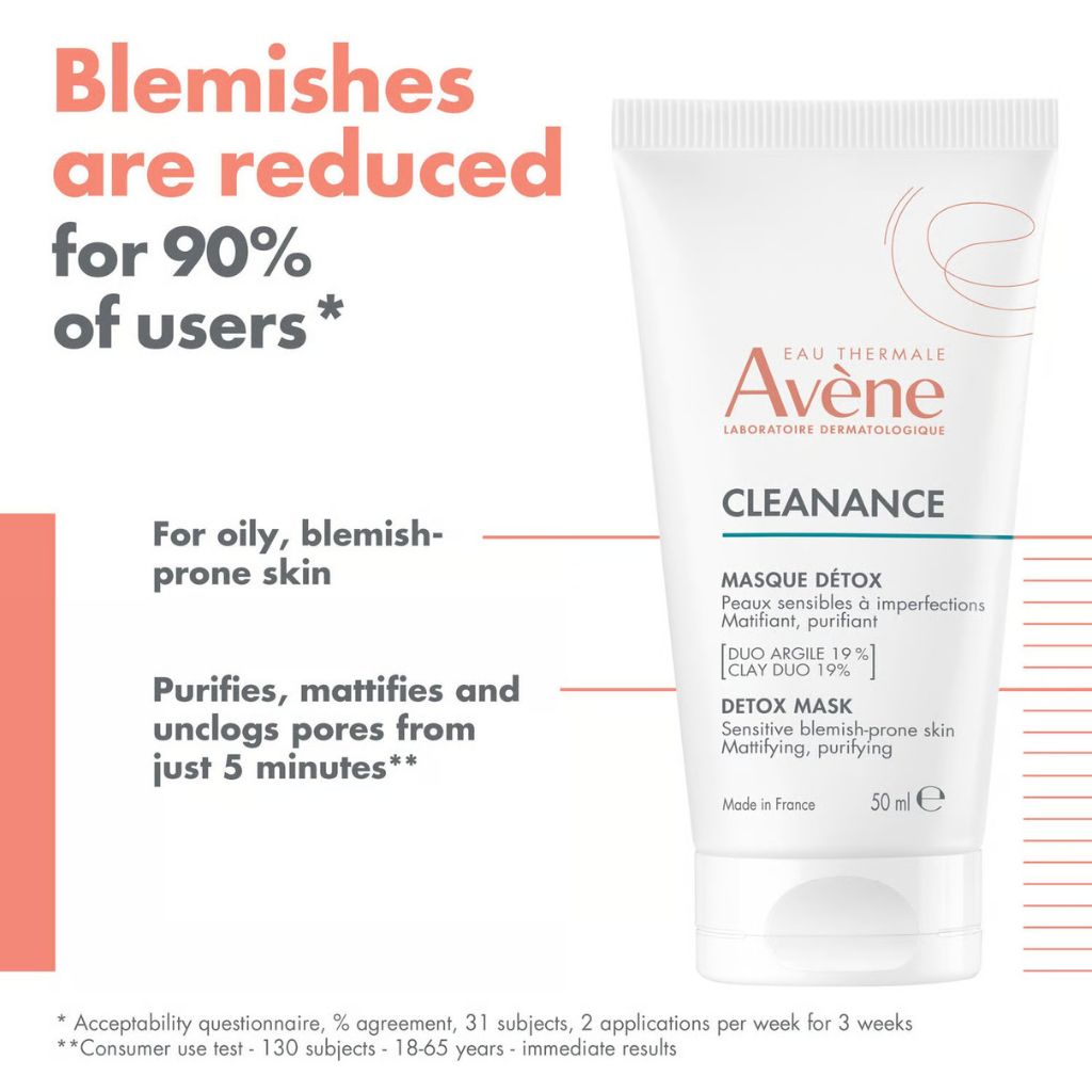 Avene Cleanance Mattifying & Purifying Detox Mask For Blemish-Prone Sensitive Skin 50ml