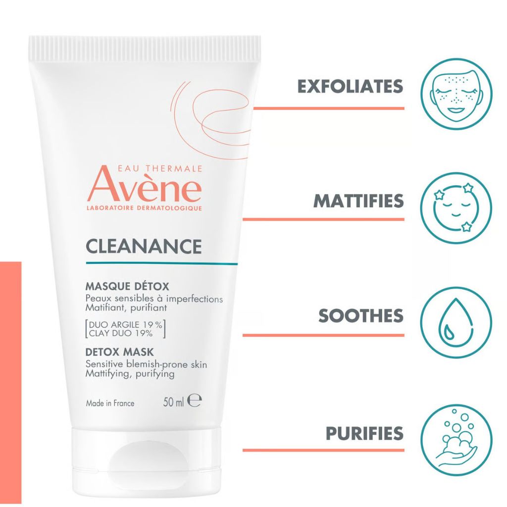Avene Cleanance Mattifying & Purifying Detox Mask For Blemish-Prone Sensitive Skin 50ml