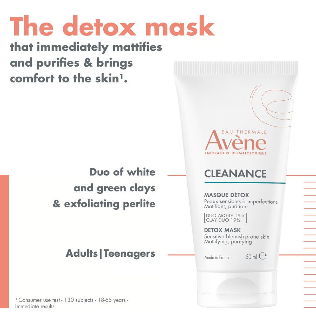 Avene Cleanance Mattifying & Purifying Detox Mask For Blemish-Prone Sensitive Skin 50ml