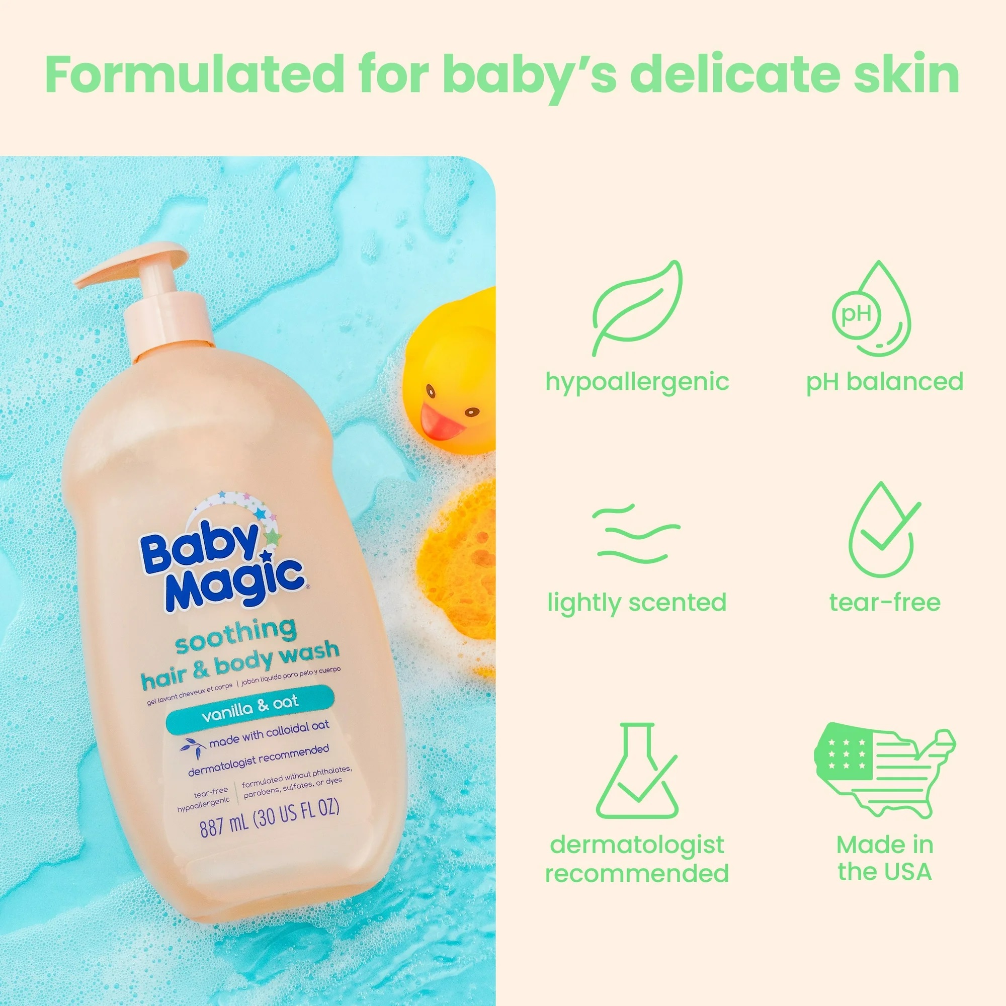 Baby Magic Vanilla Oat Soothing Hair & Body Wash 488ml