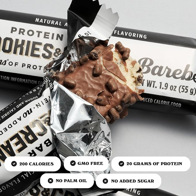 Barebells Protein Bar Cookies and Cream 55g, High Protein, No Added Sugar, Pack of 12