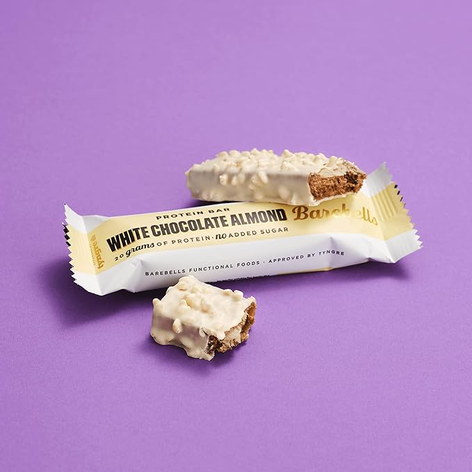 Barebells Protein Bar White Chocolate Almond 55g, High Protein, No Added Sugar, Pack of 12
