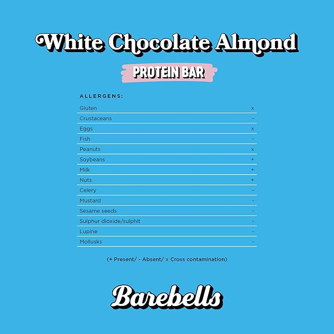 Barebells Protein Bar White Chocolate Almond 55g, High Protein, No Added Sugar, Pack of 12