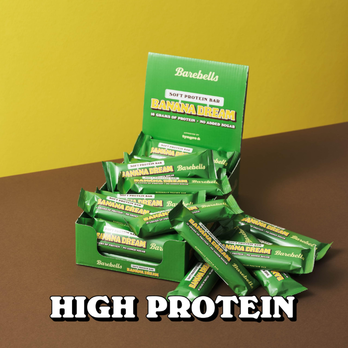 Barebells Soft Protein Bar Banana Dream 55g, 16g Protein, No Added Sugar, Pack of 12