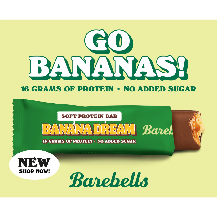Barebells Soft Protein Bar Banana Dream 55g, 16g Protein, No Added Sugar, Pack of 12