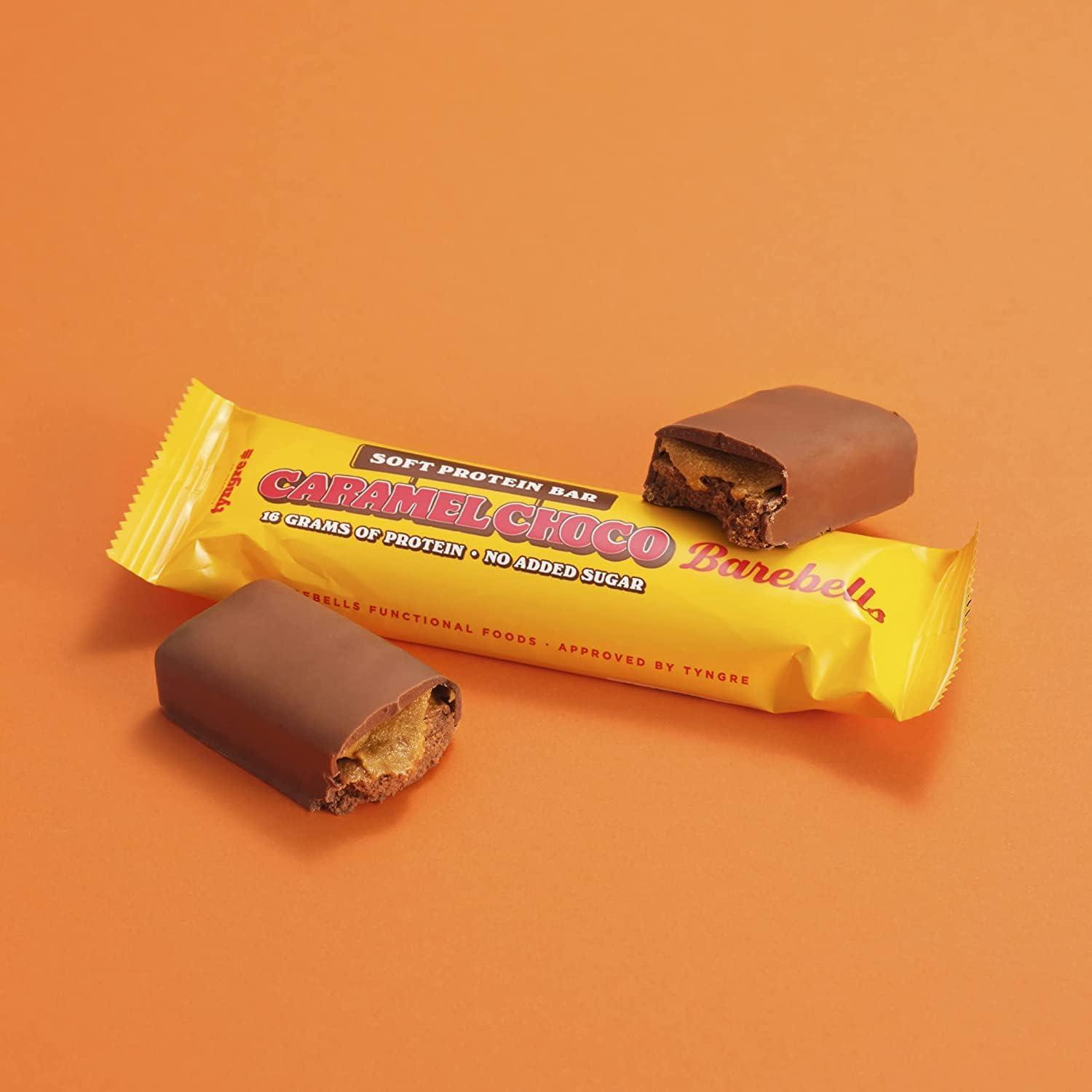 Barebells Soft Protein Bar Caramel Choco 55g, 16g Protein, No Added Sugar, Pack of 12