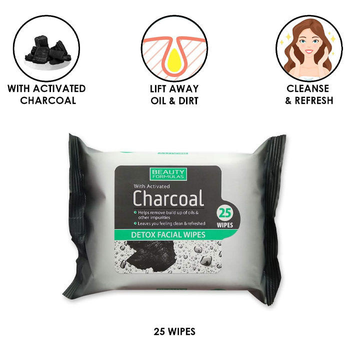 Beauty Formulas Charcoal Wipes 25 Wipes