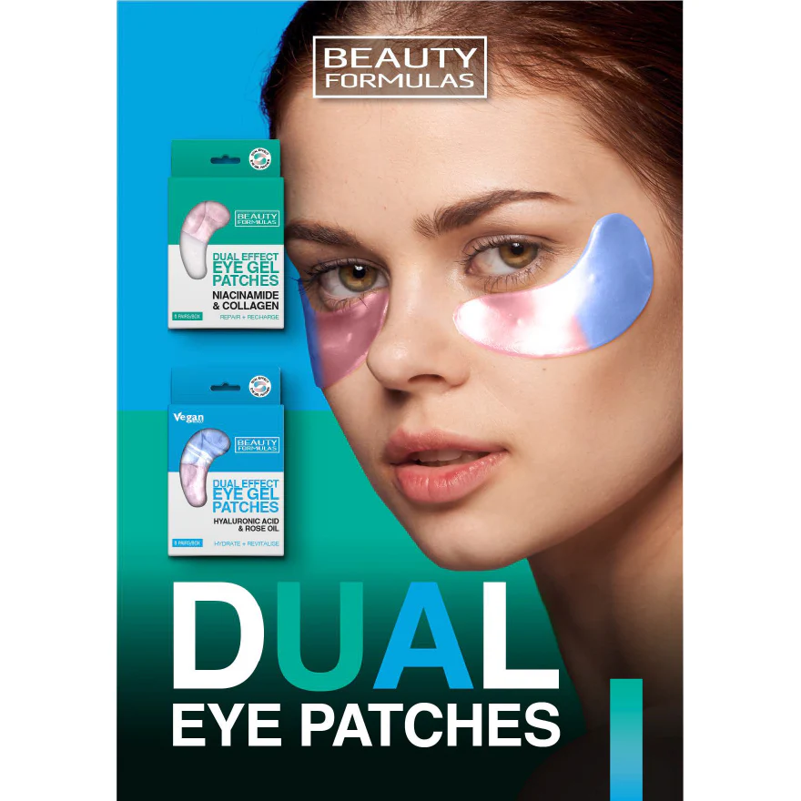 Beauty Formulas Dual Effect Eye Gel Patches with Hyaluronic Acid & Rose Oil, Hydrating Under Eye Treatment, 6 Patches