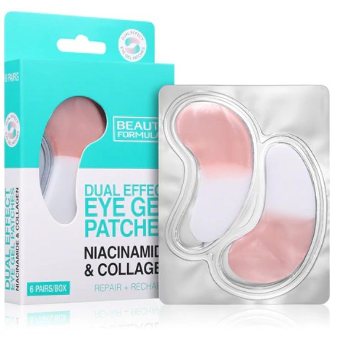 Beauty Formulas Dual Effect Eye Gel with Niacinamide & Collagen, Under Eye Hydrating & Revitalizing Patch - 6 Pairs