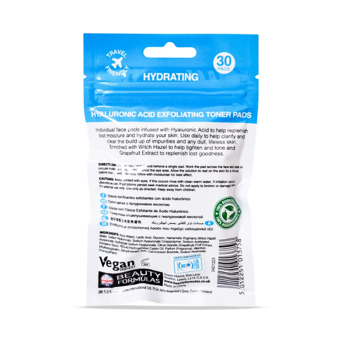 Beauty Formulas Hydrating Exfoliating Toner Pad 30s