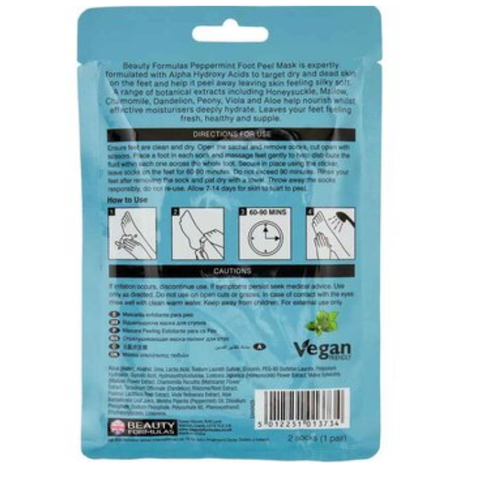 Beauty Formulas Peppermint Exfoliating Foot Peel Mask