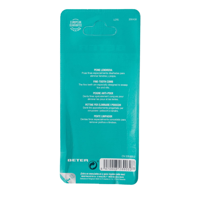 Beter Nits Remover Comb Plastic 9.3cm