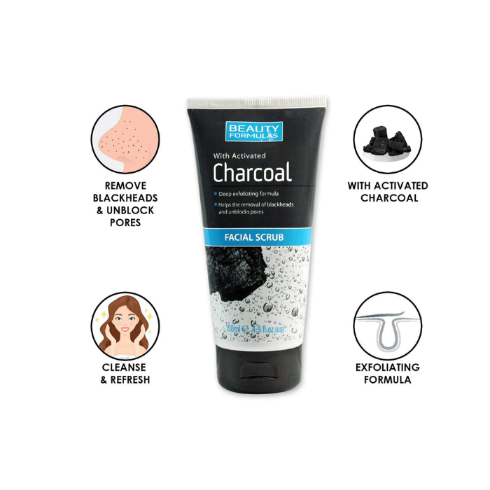 Beauty Formulas Charcoal Facial Scrub 150ml 1+1 Combo
