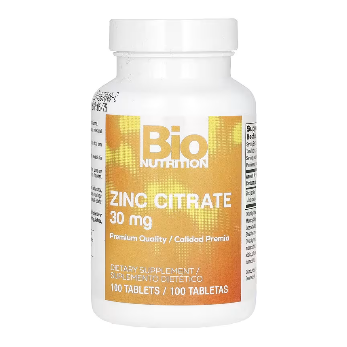 Bio Nutrition Zinc Citrate 30mg 100 Tablets