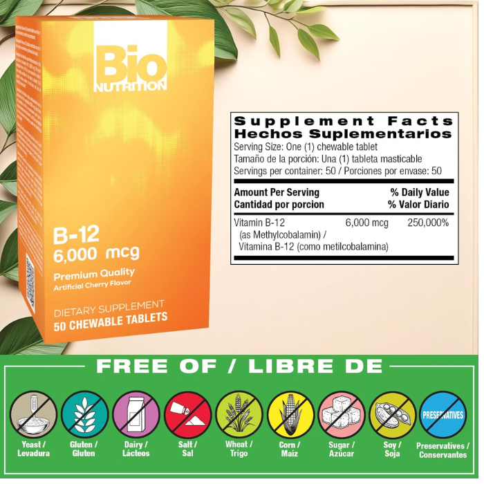 Bio Nutrition B12 6000 Mcg 50 Tablets