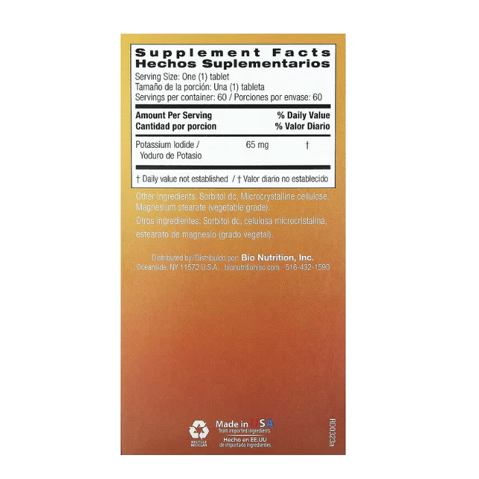 Bio Nutrition Potassium Iodide 65MG Tab 60s 03341