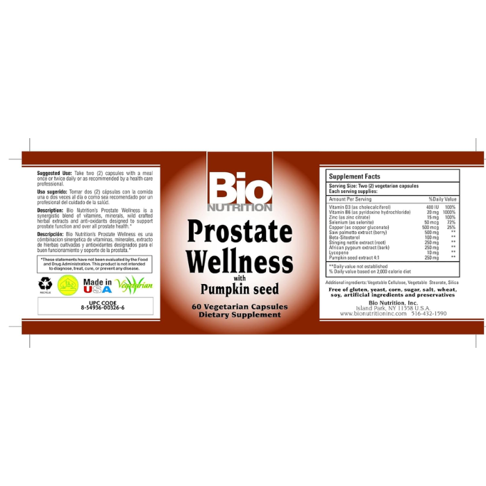 Bio Nutrition Prostate Wellness 60's