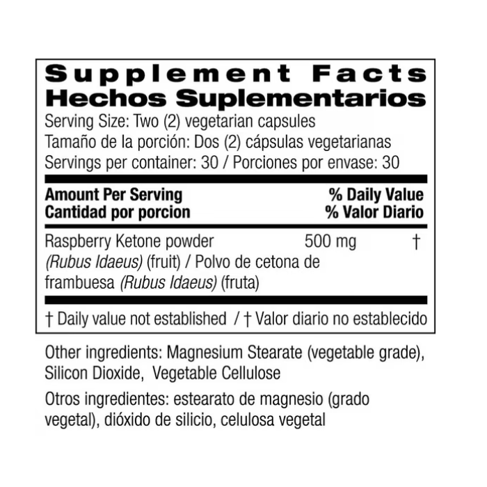 Bio Nutrition Raspberry Ketone Diet 60 Vegetarian capsules
