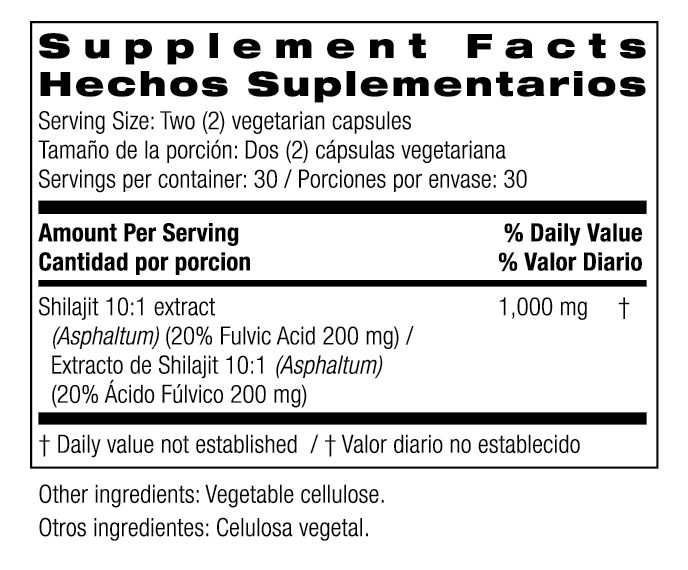 Bio Nutrition Shilajit, Extract for Energy, Immunity and Cognitive Health, 60 Vegetarian Capsules