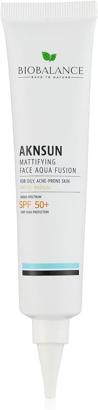 Biobalance Aknsun Mattifying Face Aqua Fusion (SPF50+) Tinted Medium – For Oily & Acne-Prone Skin – 40ml