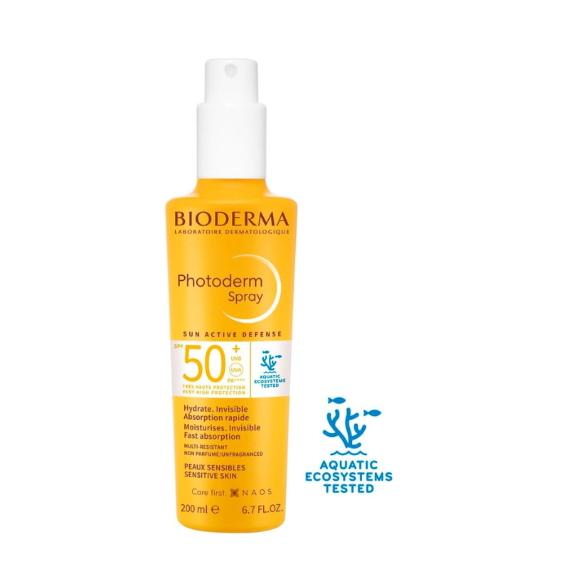 Bioderma Photoderm Spray (SPF 50+) Broad-Spectrum Sun Protection for Sensitive Skin, 200ml